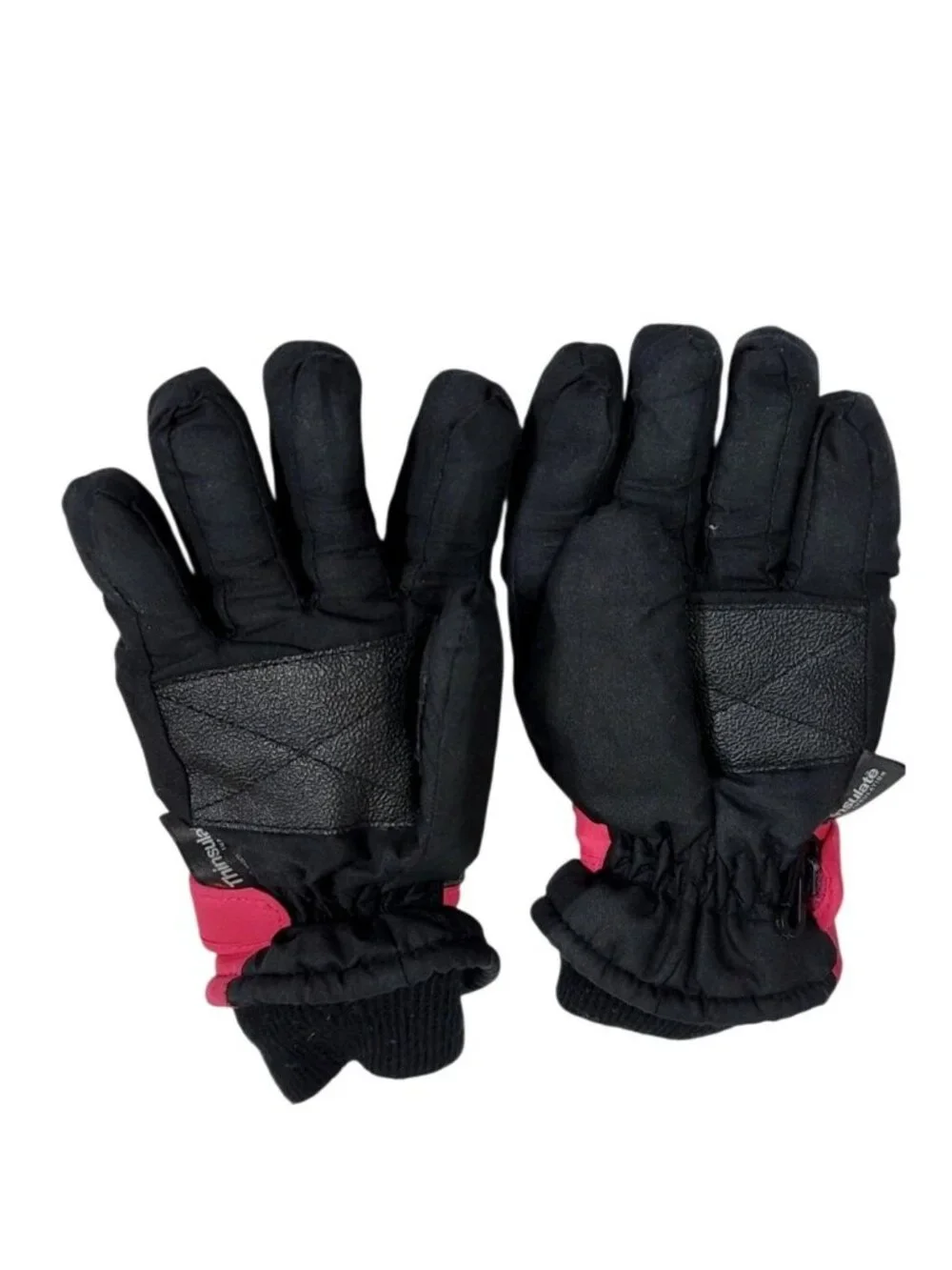 Thinsulate Black Pink Insulated Gloves Adjustable Strap Thermal Lining Women's S